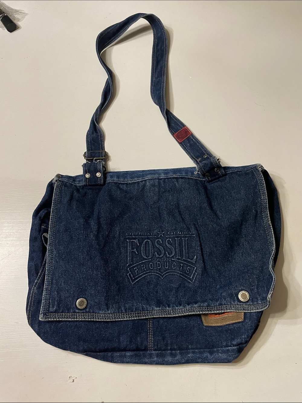 Vintage Fossil denim messenger bag